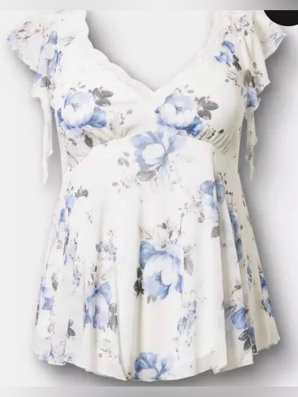 Torrid Women’s Short Flutter Sleeves Fit & Flare Floral Print Blouse Size Medium